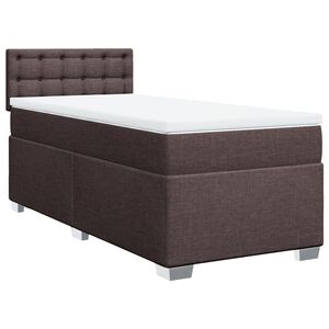 vidaXL Cama box spring con colch&oacute;n tela marr&oacute;n oscuro 90x190 cm