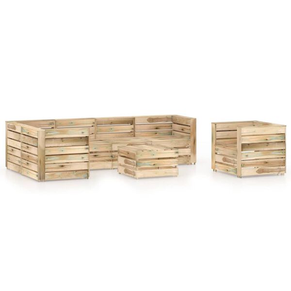 vidaXL Set de muebles de jard&iacute;n 7 pzas madera de pino impregnada verde