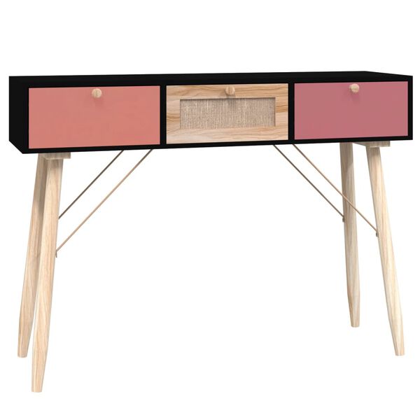 vidaXL Mesa consola con cajones madera contrachapada 105x30x75 cm