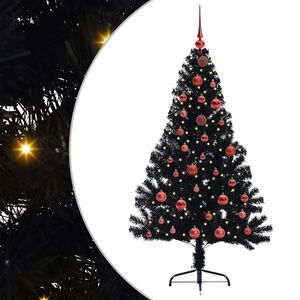 vidaXL &Aacute;rbol de Navidad Artificial Preiluminado Negro 150 cm PVC