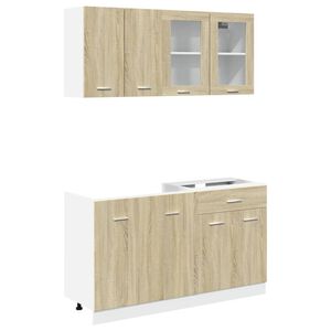 vidaXL Conjunto de armarios de cocina de 4 piezas "Lyon" de madera de ingenier&iacute;a de roble Sonoma