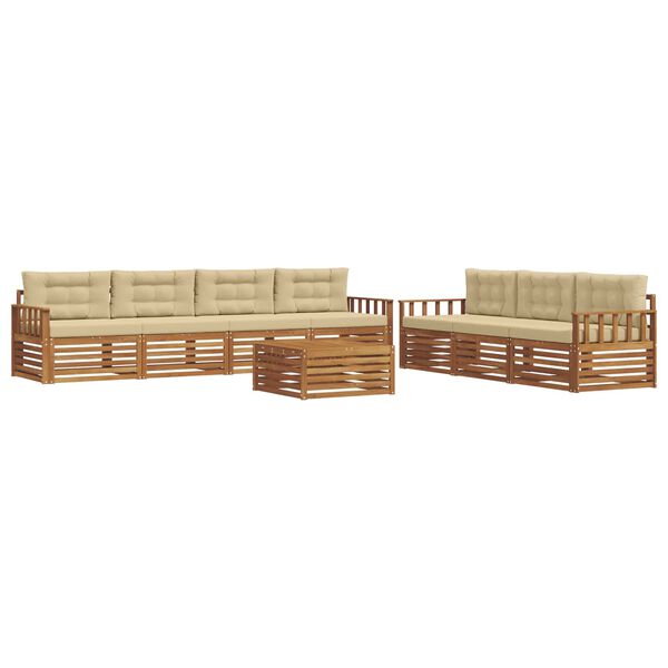 vidaXL Conjunto de sof&aacute;s de exterior con coj&iacute;n 8 pcs Natural y Beige