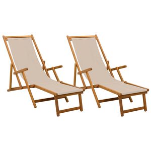 vidaXL Tumbona plegable 2 pcs 3 Posici&oacute;n Madera de Eucalipto Maciza