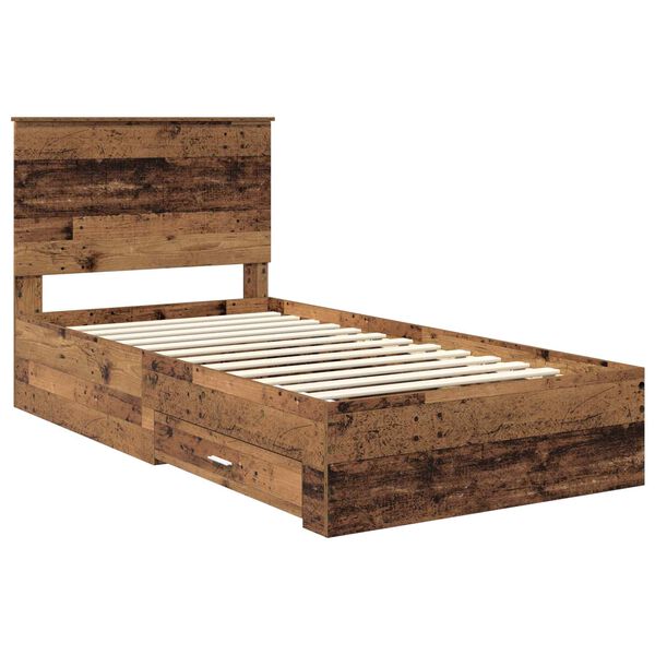 vidaXL Estructura de cama con cabecera Madera vieja 100 x 200 cm