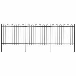 vidaXL Valla de jard&iacute;n con aro superior de acero 537x150 cm negra