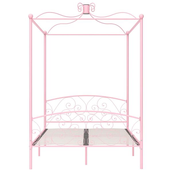 vidaXL Estructura cama con dosel sin colchón metal rosa 140x200 cm