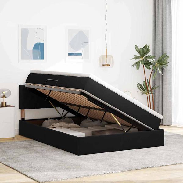 vidaXL Cama con almacenamiento Negro 140 x 190 cm Terciopelo