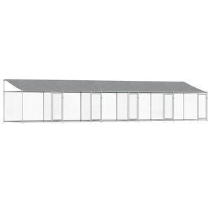 vidaXL Jaula de perros techo y puertas acero galvanizado gris 10x2x2 m