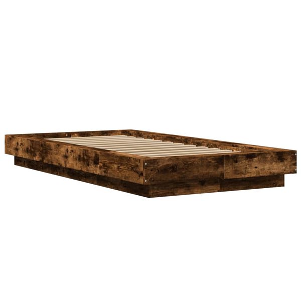 vidaXL Estructura cama con luces LED madera roble ahumado 100x200 cm