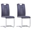 vidaXL Sillas de comedor voladizas 2 uds piel de ante artificial gris
