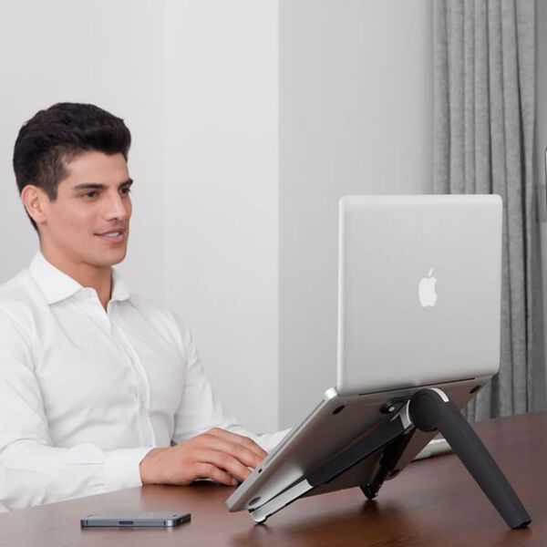 ErgoLine Soporte de port&aacute;til/tablet Cricket negro y plata 20x5x2,4 cm