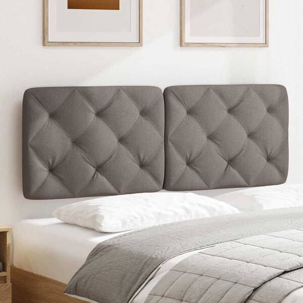 vidaXL Cabecero de cama acolchado tela gris taup&eacute; 140 cm
