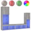 vidaXL Muebles TV pared con LED 4 pzas madera ingenier&iacute;a gris Sonoma