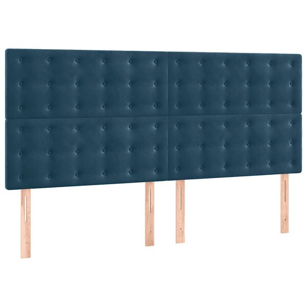 vidaXL Cabecero Terciopelo Azul Oscuro 200x5x118/128 cm