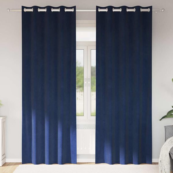 vidaXL Cortinas opacas 2 pcs Azul Oscuro 140 x 260 cm Terciopelo