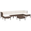 vidaXL Set muebles de jard&iacute;n 8 pzas y cojines rat&aacute;n sint&eacute;tico marr&oacute;n