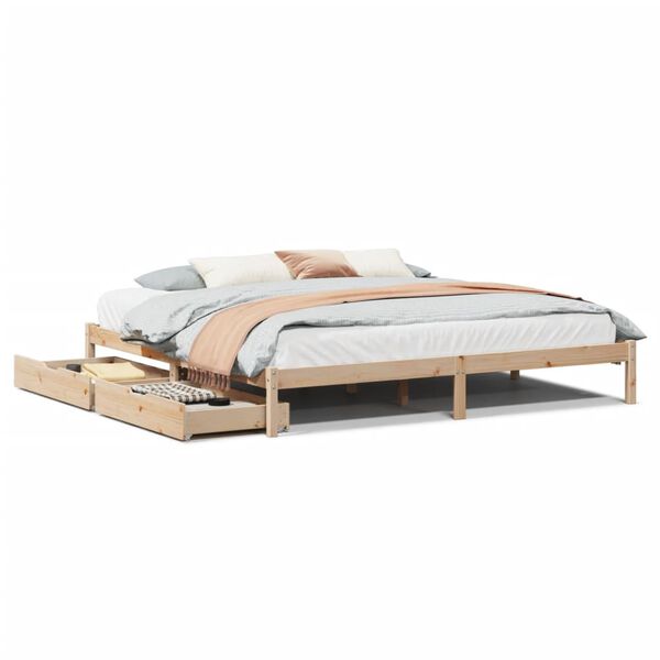 vidaXL Estructura de cama sin colch&oacute;n madera maciza de pino 200x200 cm