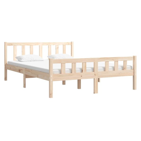 vidaXL Estructura de cama doble peque&ntilde;a sin colch&oacute;n madera maciza