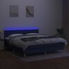 vidaXL Cama box spring con colch&oacute;n y LED tela azul 180x200 cm