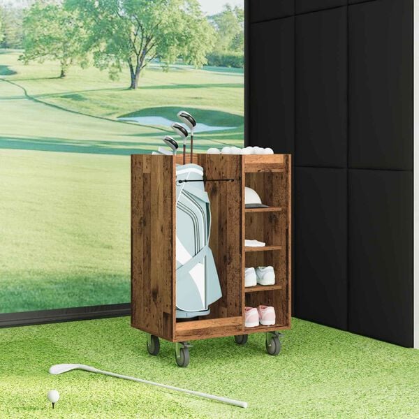 vidaXL Armario de Golf con rueda Liso Madera vieja 65 x 45 x 98 cm