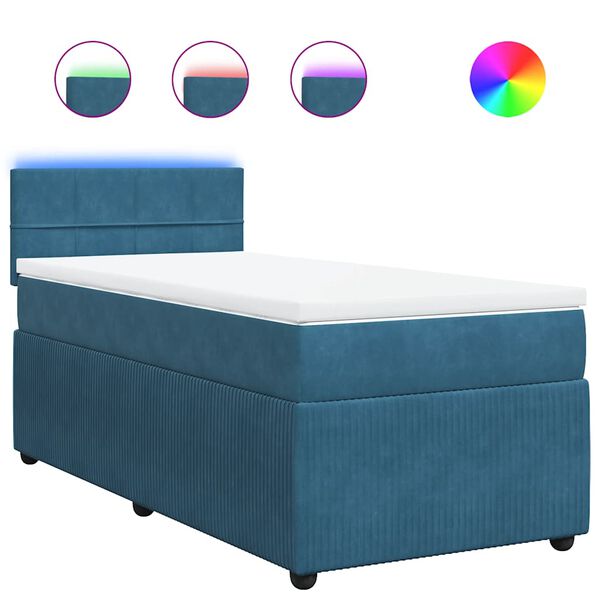 vidaXL Cama box spring con colch&oacute;n terciopelo azul 100x200 cm