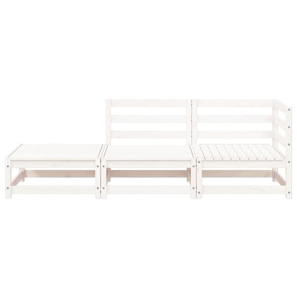 vidaXL Sofá jardín con reposapiés 2 plazas madera maciza pino blanco