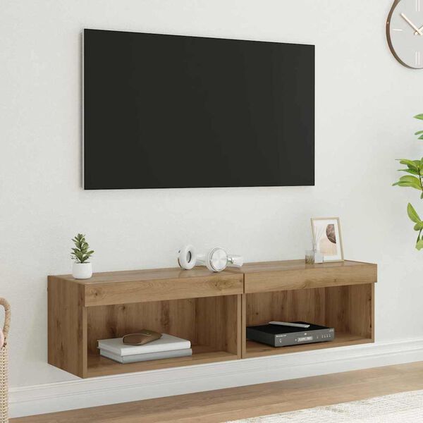 vidaXL Conjunto de mueble de TV Roble artesanal Madera contrachapada