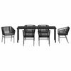 vidaXL Conjunto de Comedor de Jard&iacute;n con coj&iacute;n 7 pcs Negro
