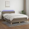 vidaXL Cama box spring colch&oacute;n y luces LED tela gris taupe 140x190 cm