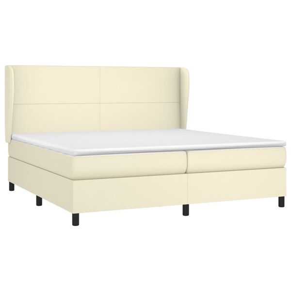 vidaXL Cama box spring con colch&oacute;n cuero sint&eacute;tico crema 200x200 cm