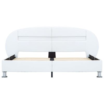vidaXL Estructura de cama con LED cuero sintético blanco 140x200 cm