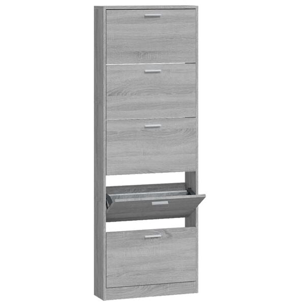 vidaXL Mueble zapatero madera contrachapada gris Sonoma 59x17x169 cm
