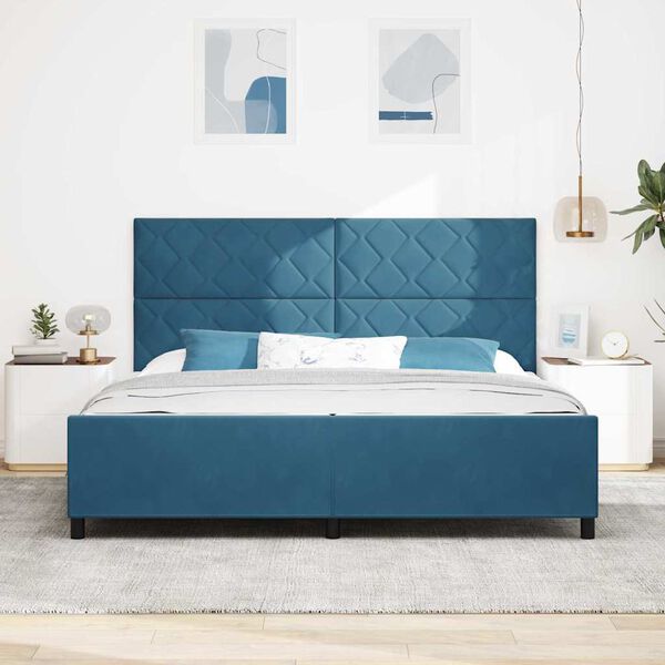 vidaXL Cama tipo Box Spring Azul Oscuro 200 x 200 cm Terciopelo