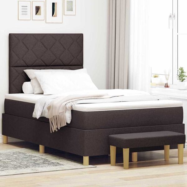 vidaXL Cama tipo Box Spring Marr&oacute;n oscuro 120 x 190 cm tela