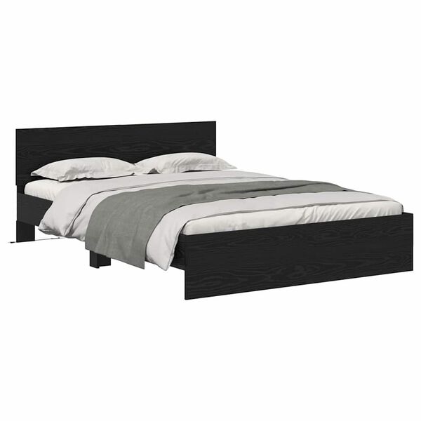 vidaXL Estructura de cama con cabecera Roble Negro 150 x 200 cm