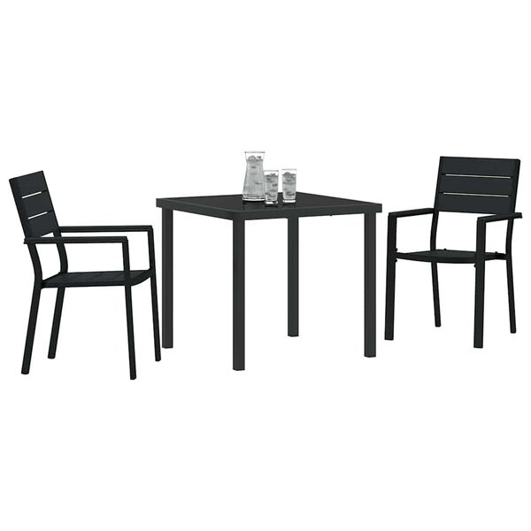 vidaXL Conjunto de Comedor de Jard&iacute;n 3 pcs Negro
