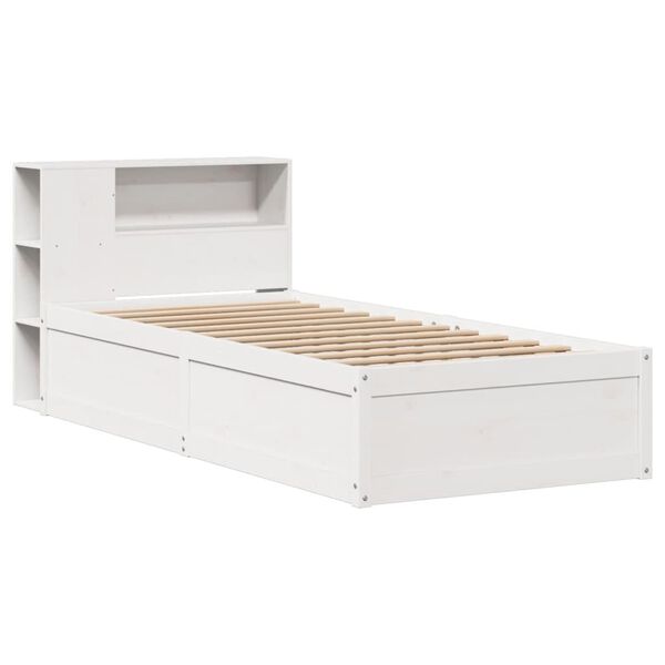 vidaXL Estructura de cama sin colch&oacute;n madera maciza blanca 75x190 cm