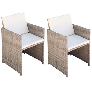 vidaXL Sillas de jard&iacute;n con cojines 2 unidades rat&aacute;n sint&eacute;tico beige