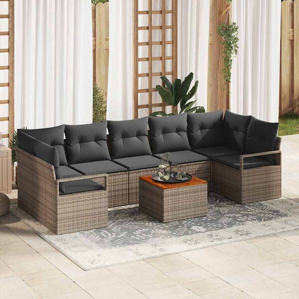 vidaXL Conjunto de sof&aacute; de jard&iacute;n 8 pcs Gris