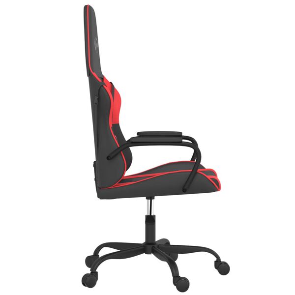 vidaXL Silla gaming de masaje cuero sintético negro y rojo