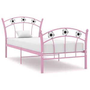 vidaXL Estructura de cama sin colch&oacute;n metal rosa 90x200 cm