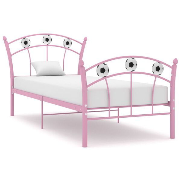 vidaXL Estructura de cama sin colch&oacute;n metal rosa 90x200 cm