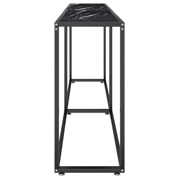 vidaXL Mesa consola vidrio templado m&aacute;rmol negro 220x35x75,5 cm