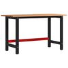 vidaXL Banco de trabajo madera maciza roble marr&oacute;n claro 140x60x81,5cm