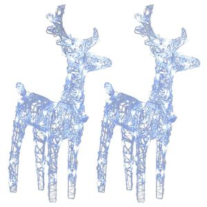 vidaXL Renos de Navidad 2 unidades 80 LED blanco fr&iacute;o acr&iacute;lico