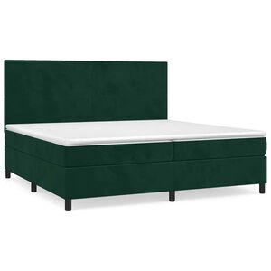 vidaXL Cama box spring con colch&oacute;n terciopelo verde oscuro 200x200 cm