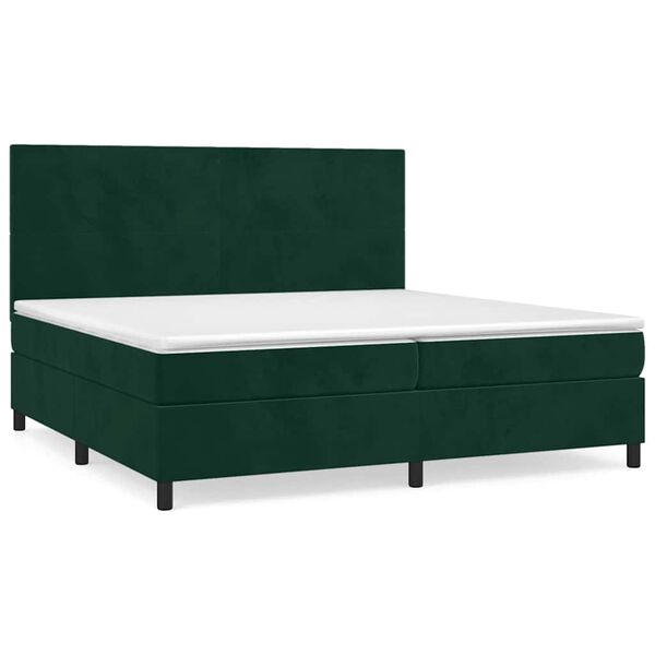 vidaXL Cama box spring con colch&oacute;n terciopelo verde oscuro 200x200 cm