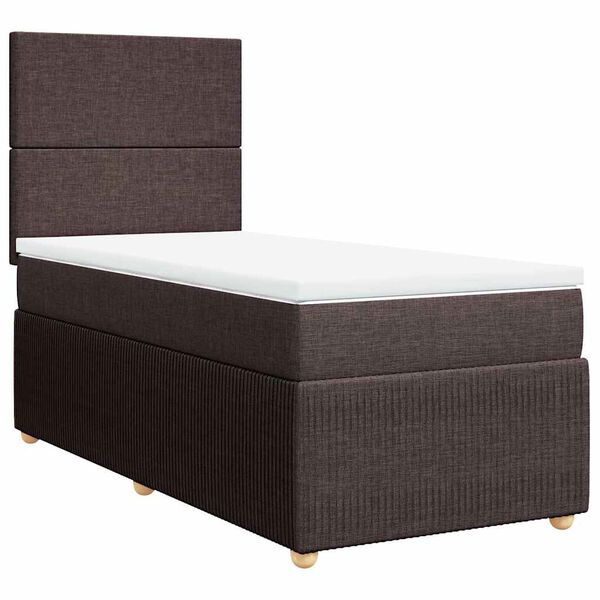 vidaXL Cama box spring con colch&oacute;n tela marr&oacute;n oscuro 80x200 cm
