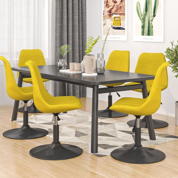 vidaXL Silla de comedor giratoria 6 uds terciopelo amarillo