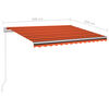 vidaXL Toldo autom&aacute;tico LED y sensor de viento naranja marr&oacute;n 3x2,5 m